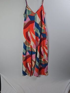 LUUKSE Colorblock V-Neck Wide-Leg Jumper Sz S Multicolor Artsy Boho